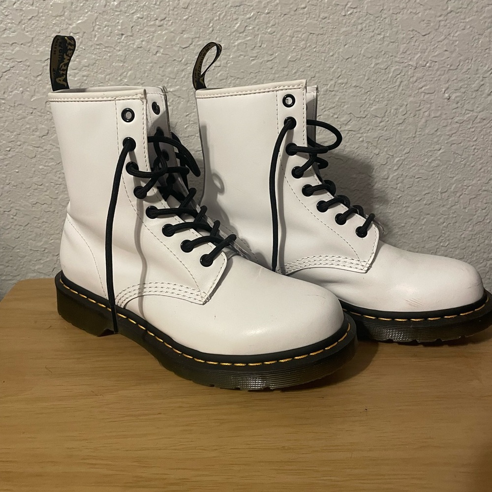 Dr. Martens White Leather Boots